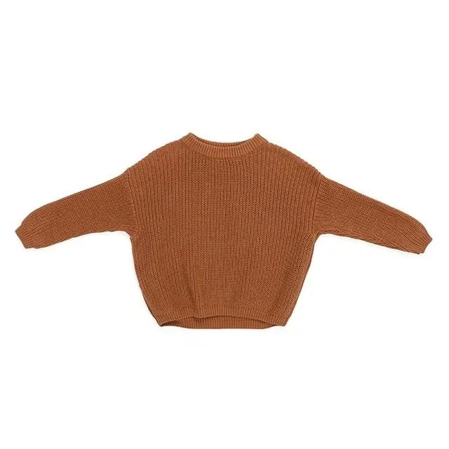 Long Sleeve Solid Knitting O-Neck Sweaters Unisex 0-5Years