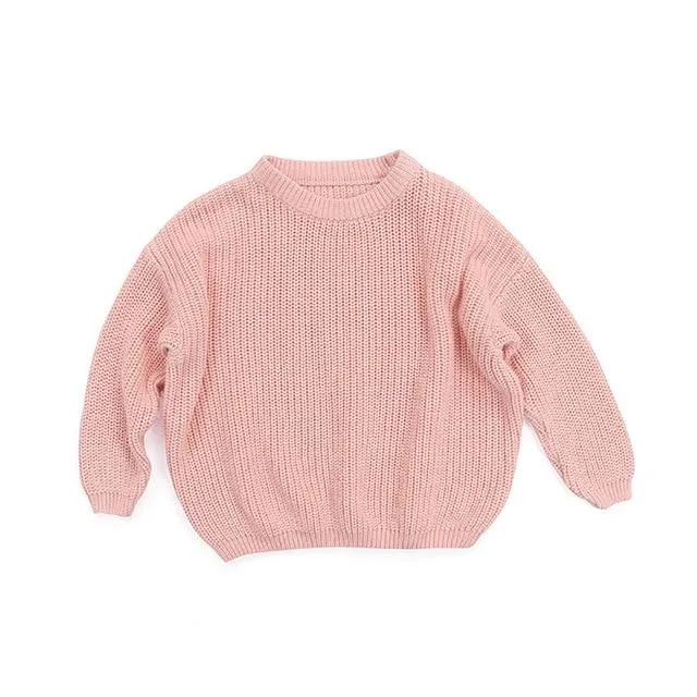 Long Sleeve Solid Knitting O-Neck Sweaters Unisex 0-5Years