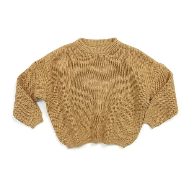 Long Sleeve Solid Knitting O-Neck Sweaters Unisex 0-5Years