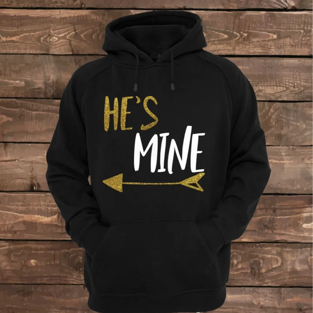 Matching Couple Hoodies - "She's Mine" Custom Embroidered Couples Matching Hoodies