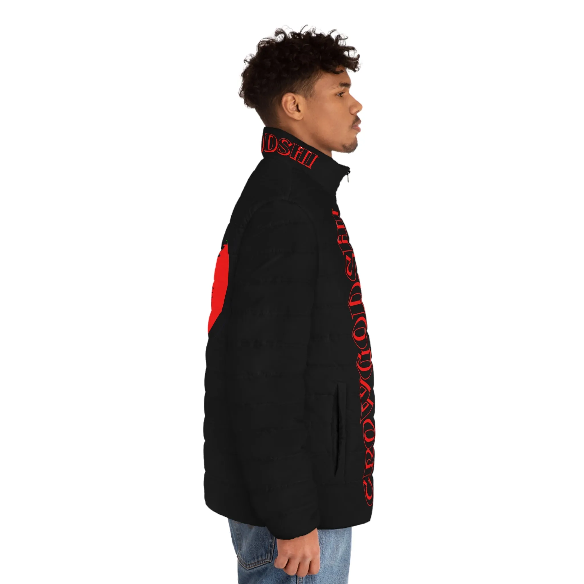 Men's 3rd GEN Puffer Jacket, BLACK W/ RED LOGO