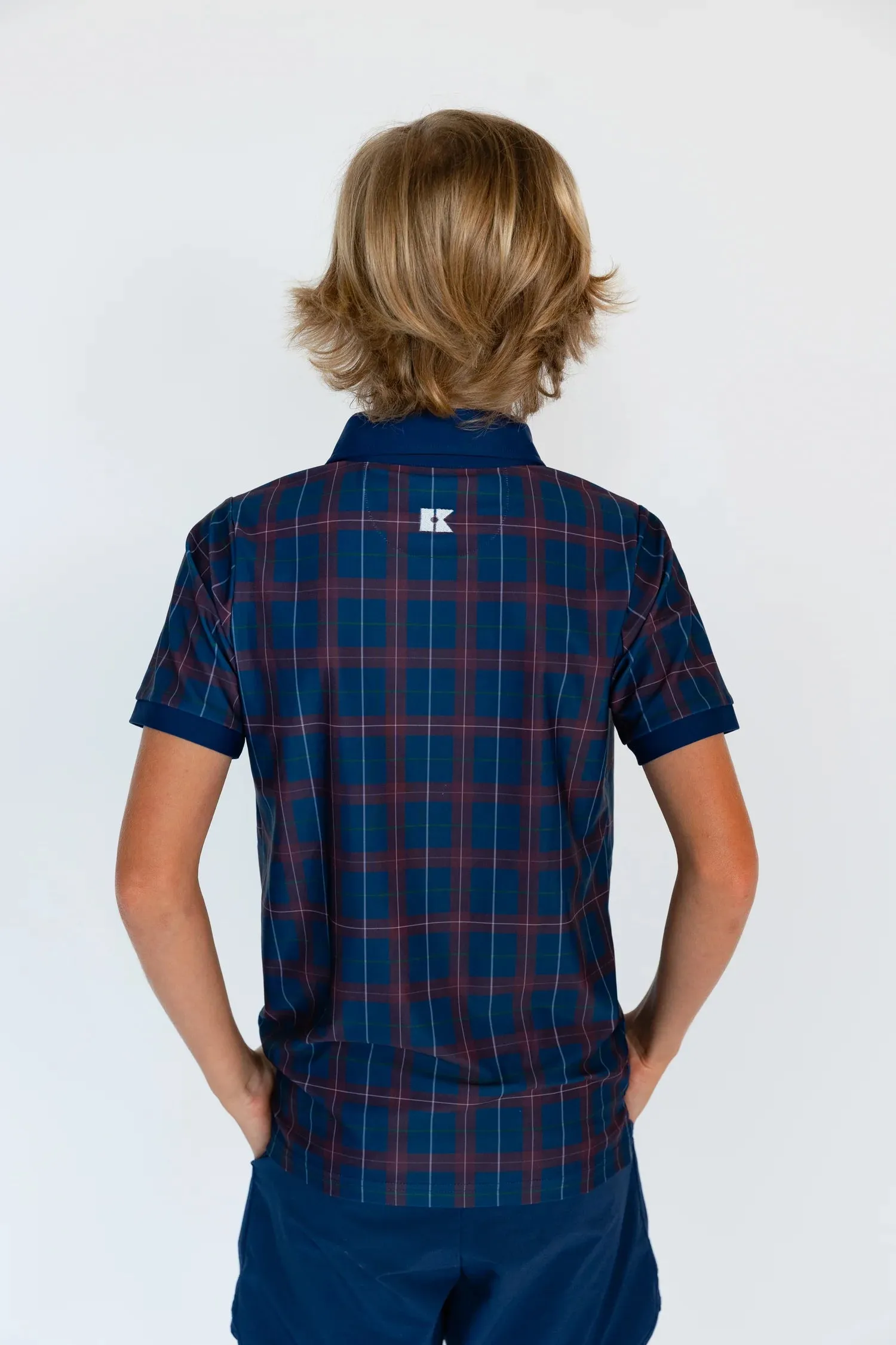 Navy and Maroon Plaid Polo