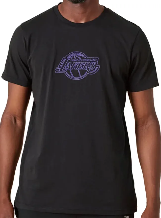 New Era Mens LA Lakers Chain Stitch T Shirt Black