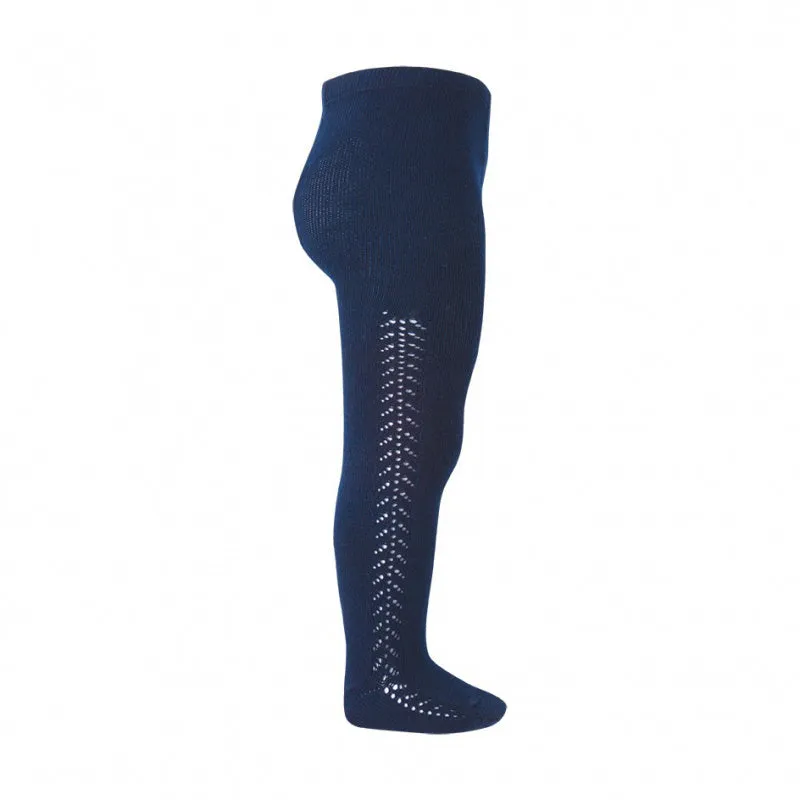 Openwork Side Warm Tights Navy