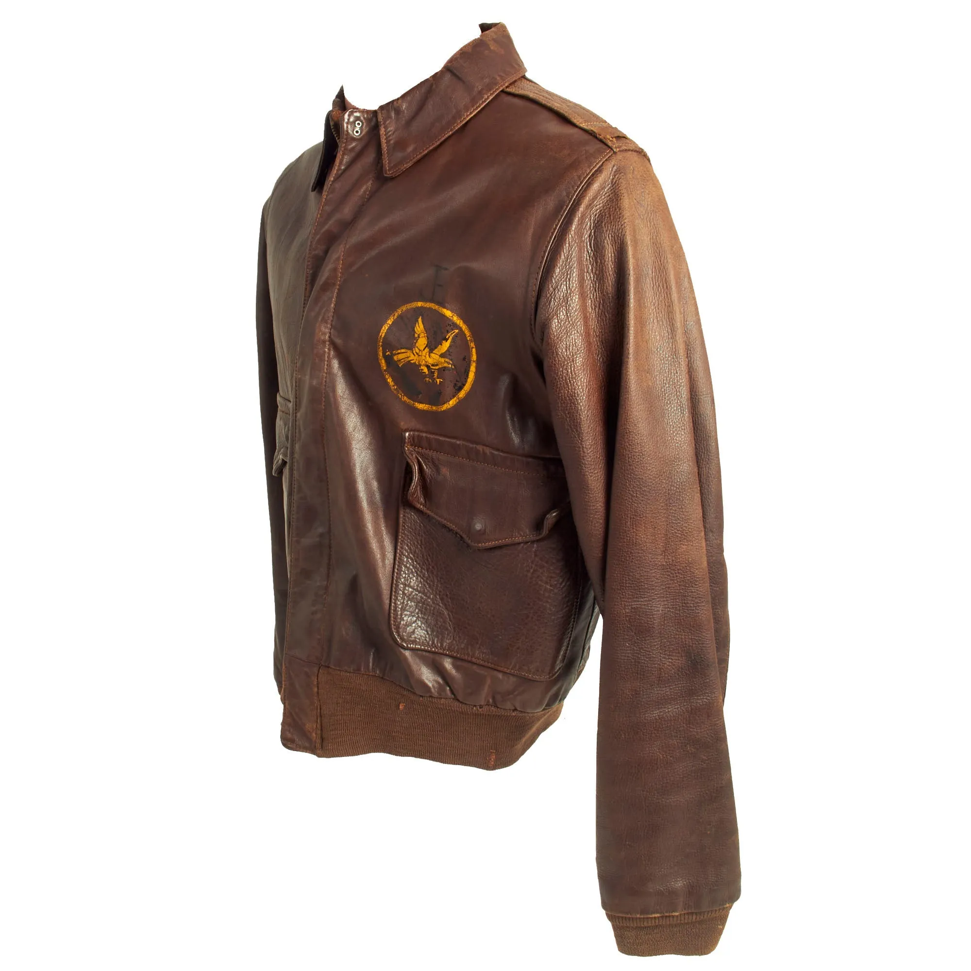 Original U.S. WWII Named B-17 Flying Fortress “Dragon Lady” 526th Bomb Squadron Painted A-2 Leather Flight Jacket - Co-Pilot James W. Eversole Jr