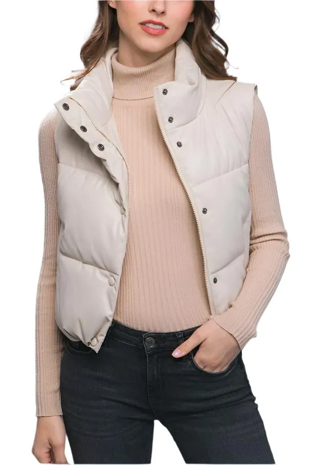 PU Faux Leather Padded Vest