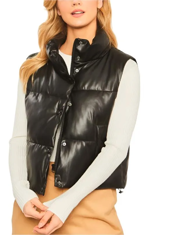 PU Faux Leather Padded Vest