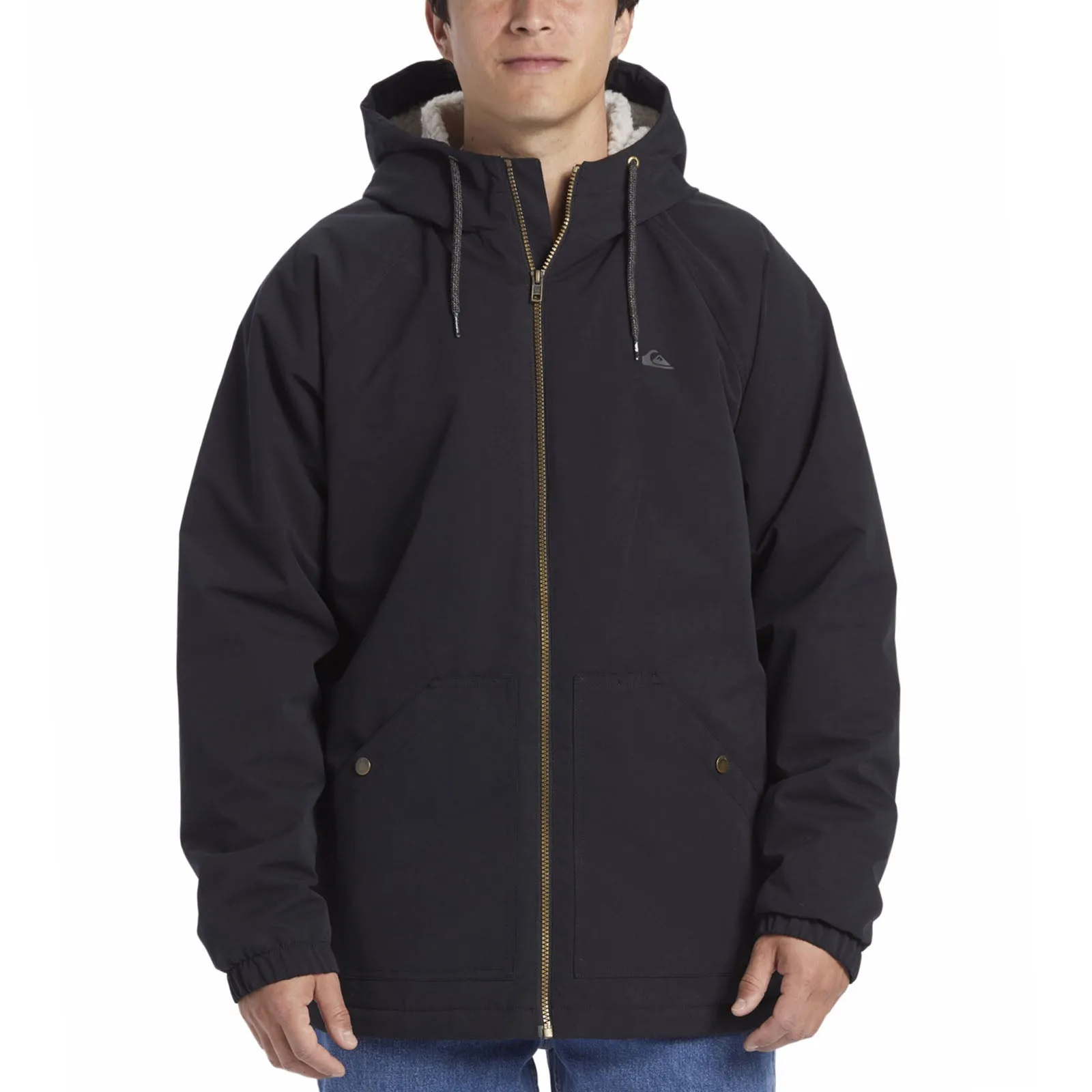 Quiksilver Mens Final Call Hooded Water Resistant Parka Jacket - Black