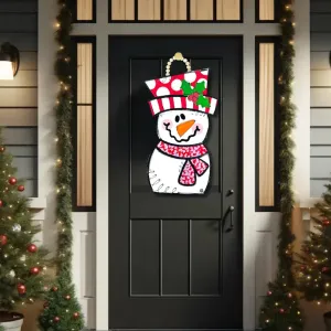 Red and White Snowman Doorhanger