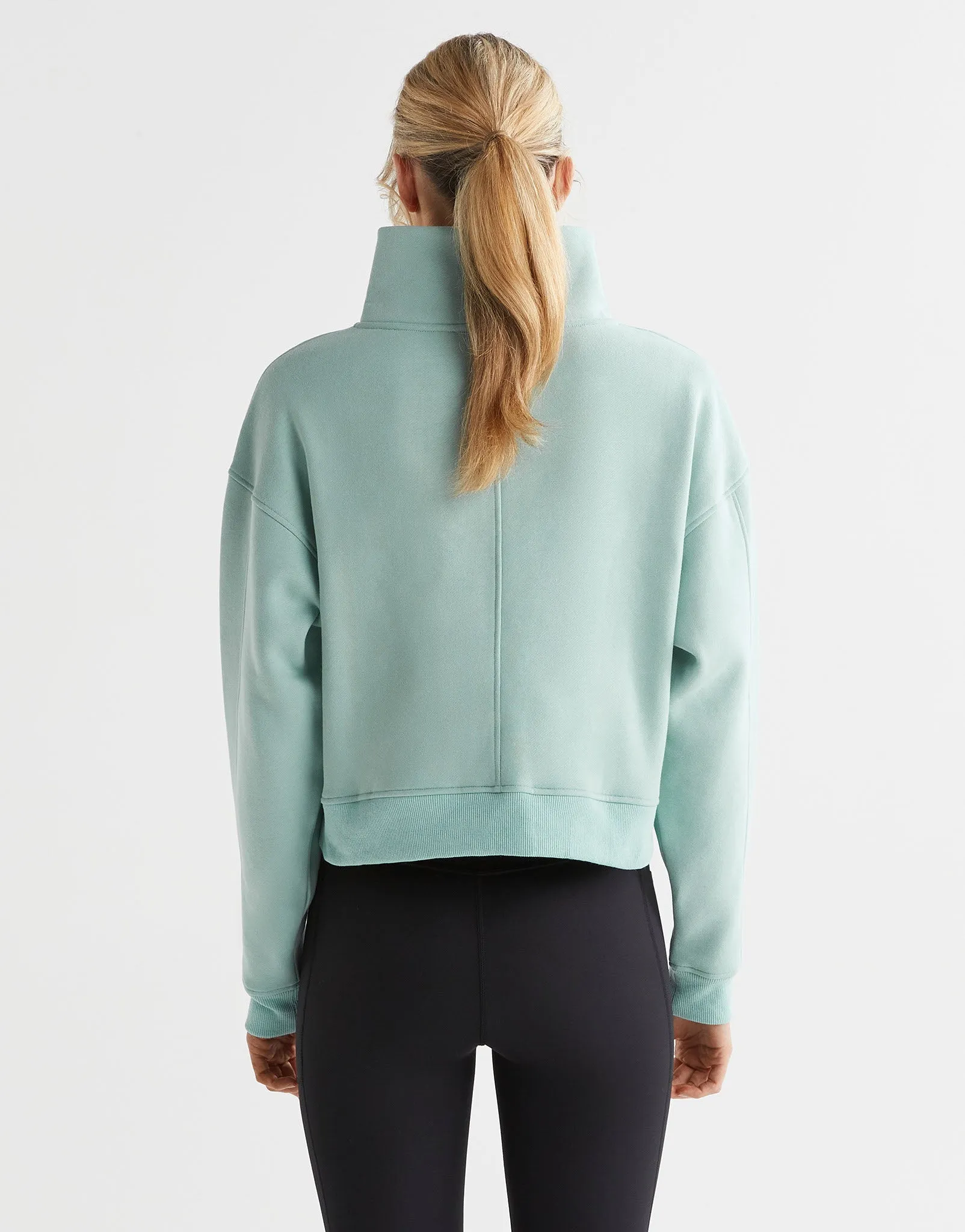 Rihanna 1/4 Zip Up Sweat - Sage Green