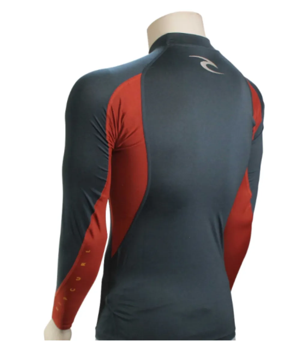 Rip Curl Waves Mens Long Sleeve Rash Vest In Navy Marle