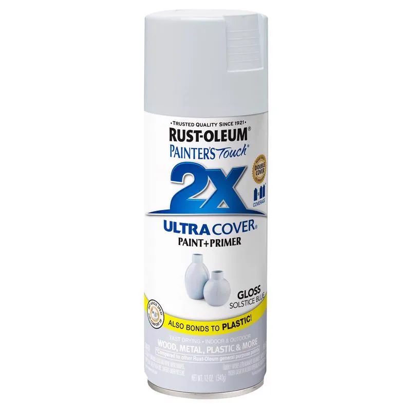 Rust-Oleum Painter's Touch 2X Ultra Cover Gloss Solstice Blue Paint Primer Spray Paint 12 oz