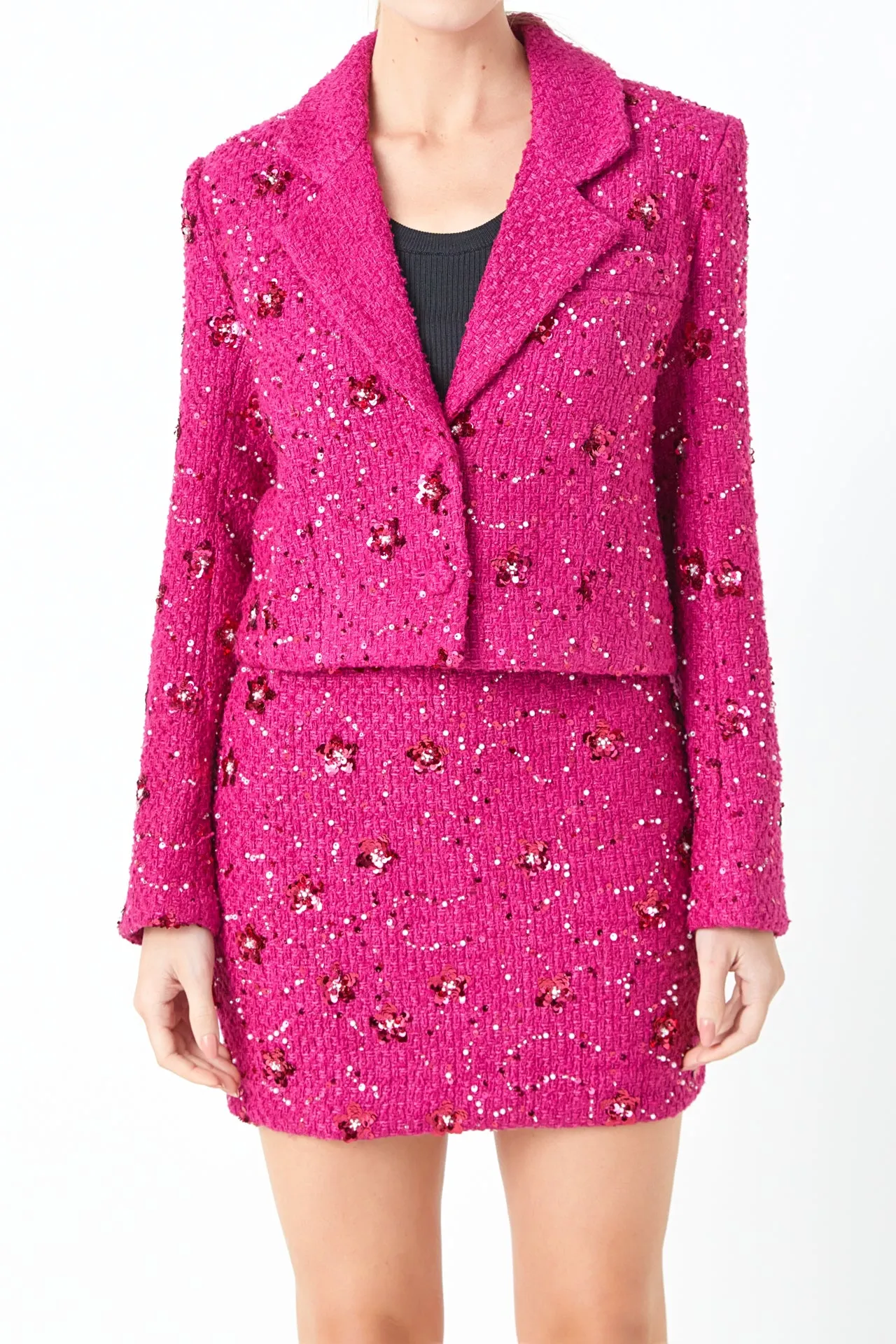 Sequins Cropped Blazer