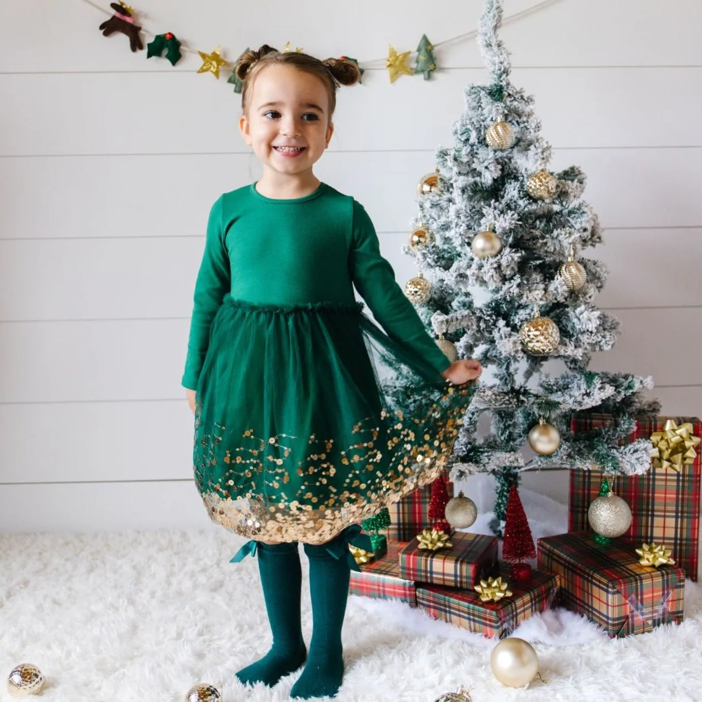 Sweet Wink Girls Green Holiday Sequin Dress