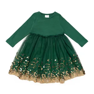 Sweet Wink Girls Green Holiday Sequin Dress