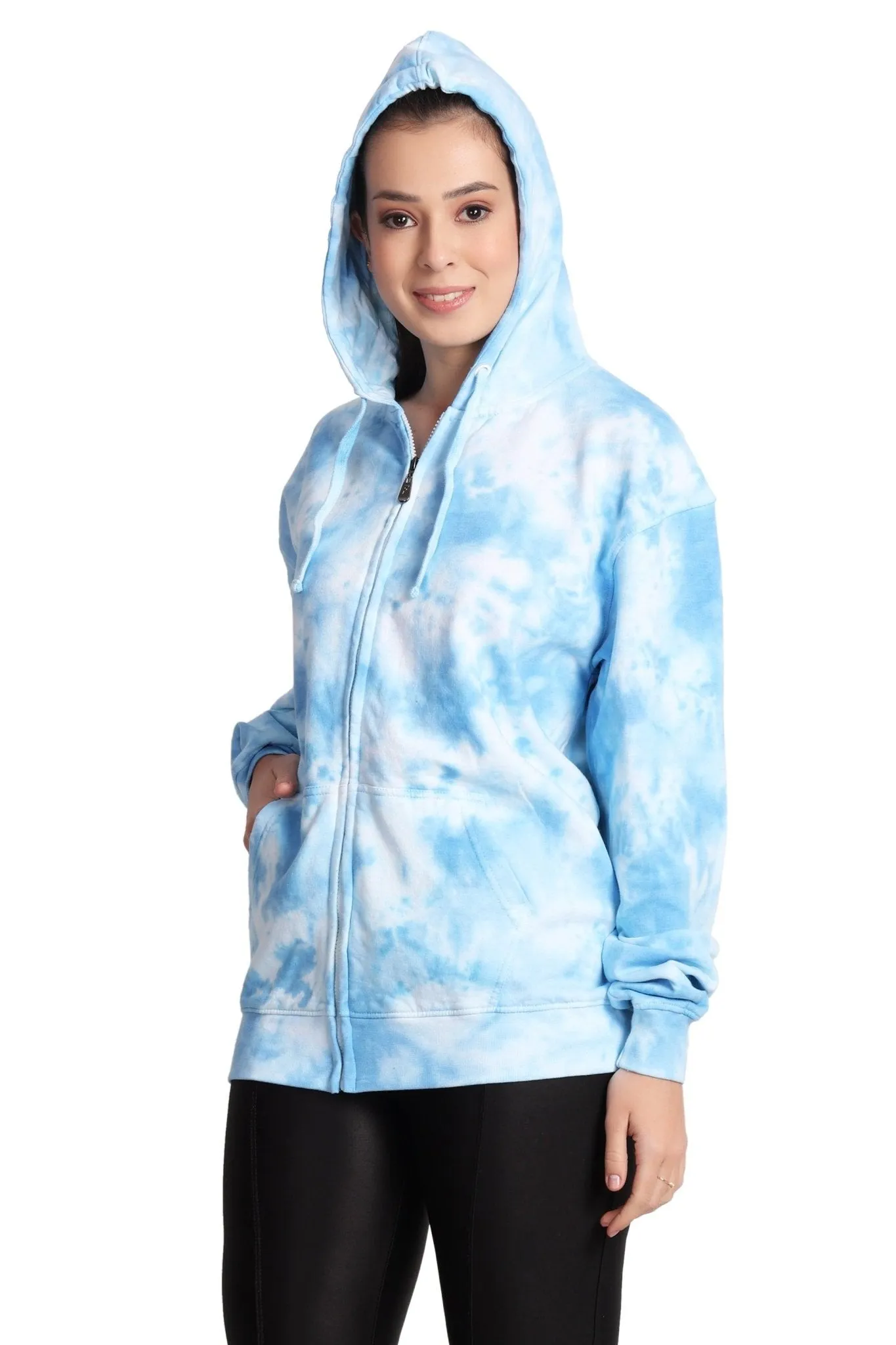 Unisex Zip Up Tie Dye Hoodie Comfortable Activewear 9604