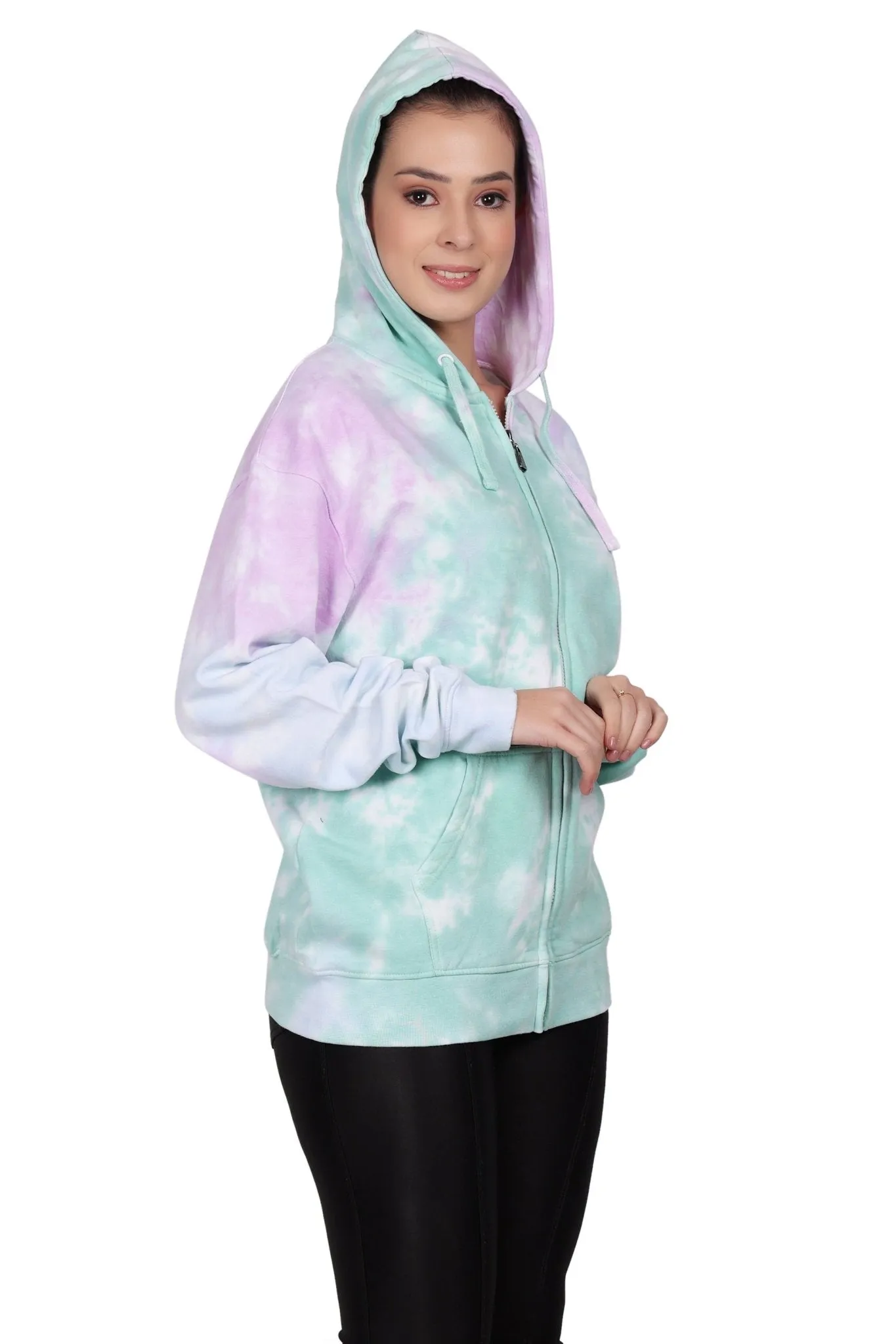 Unisex Zip Up Tie Dye Hoodie Comfortable Activewear 9604