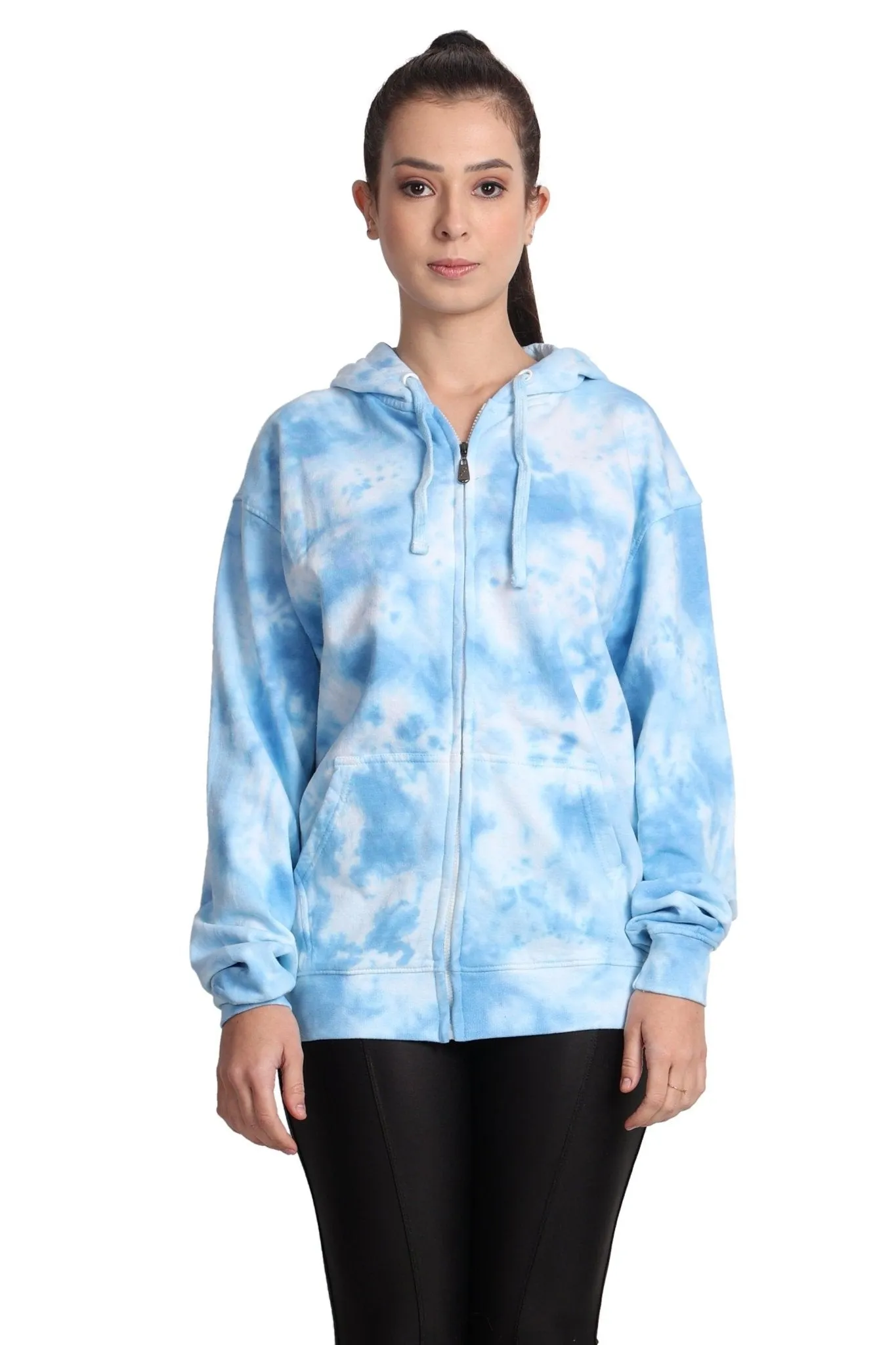 Unisex Zip Up Tie Dye Hoodie Comfortable Activewear 9604