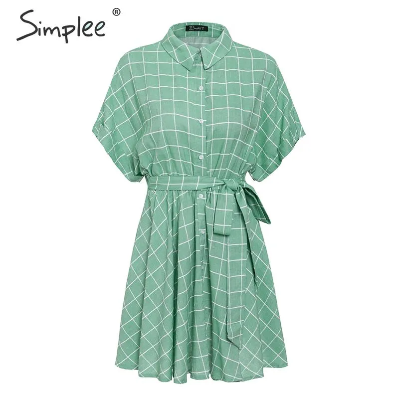 VenusFox Elegant plaid A-line casual dress