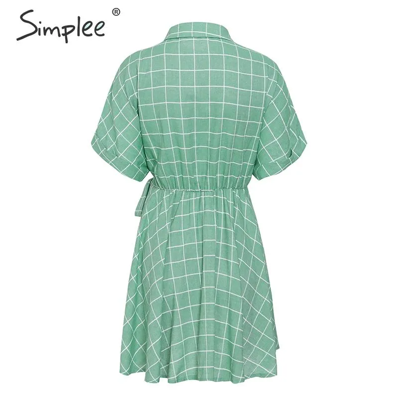 VenusFox Elegant plaid A-line casual dress