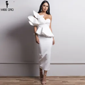 VenusFox Sexy Spring and Summer One-Shoulder  Backless Dresses Female Elegant Ruffle  Mermaid Club Dress