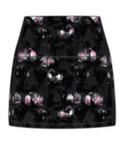 Wear It To Heart Black Peony High Waist Skort