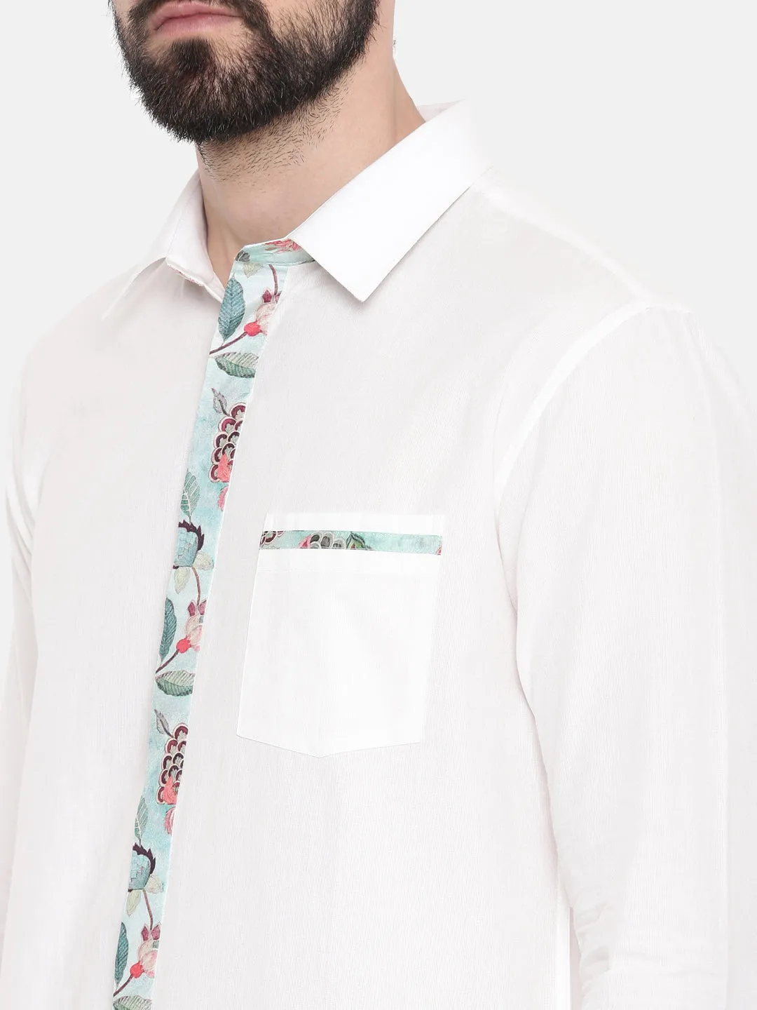 White Designer Cotton Shirt for Men - MM0811