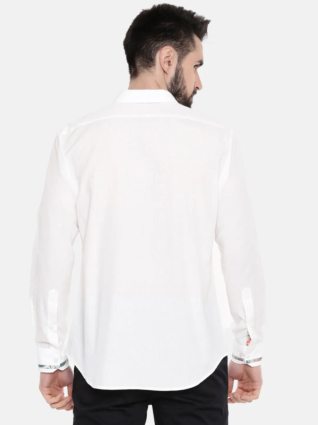 White Designer Cotton Shirt for Men - MM0811