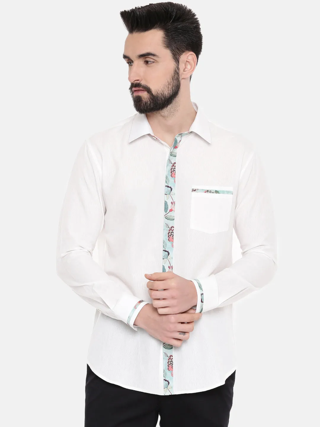 White Designer Cotton Shirt for Men - MM0811