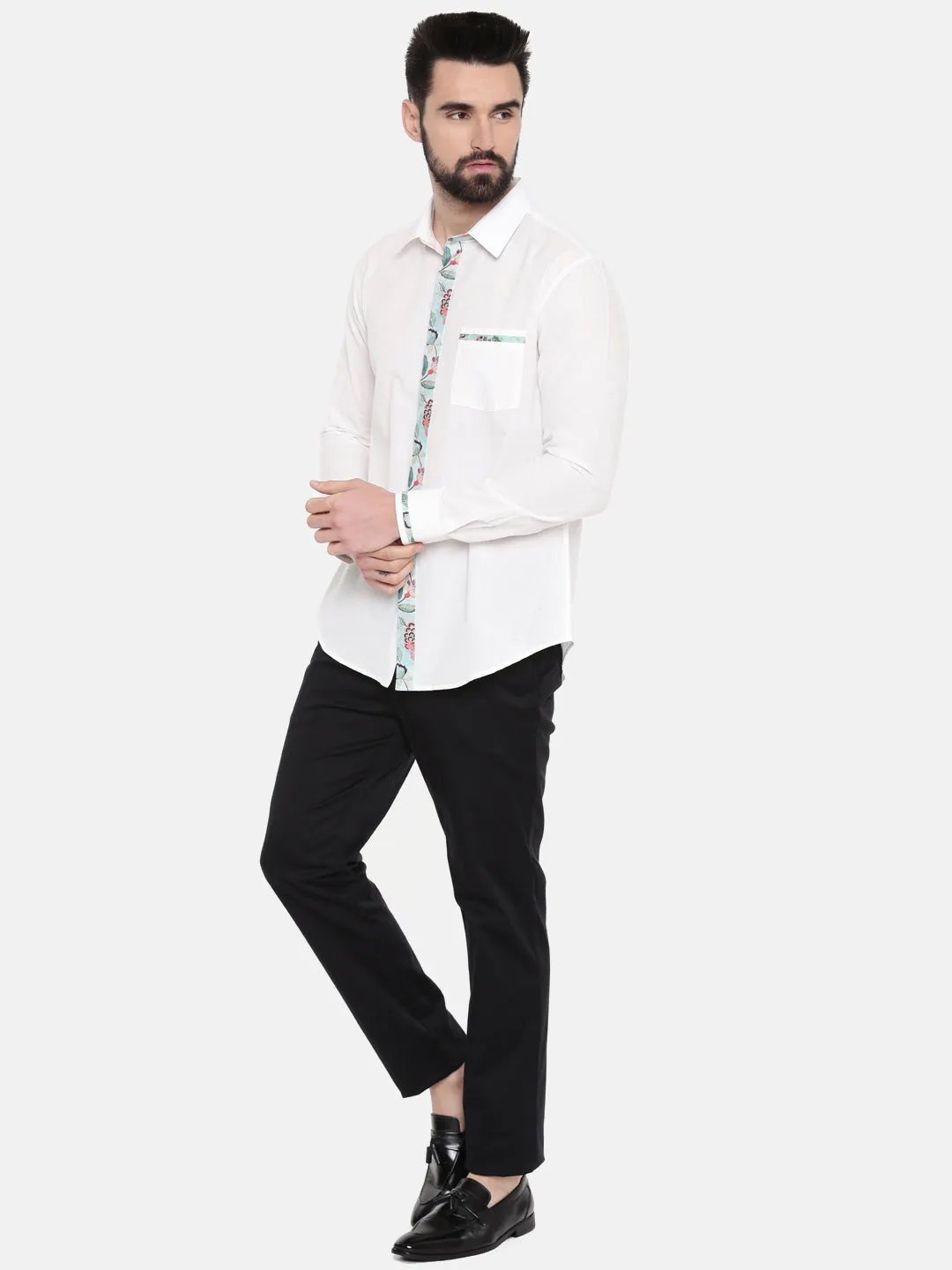 White Designer Cotton Shirt for Men - MM0811