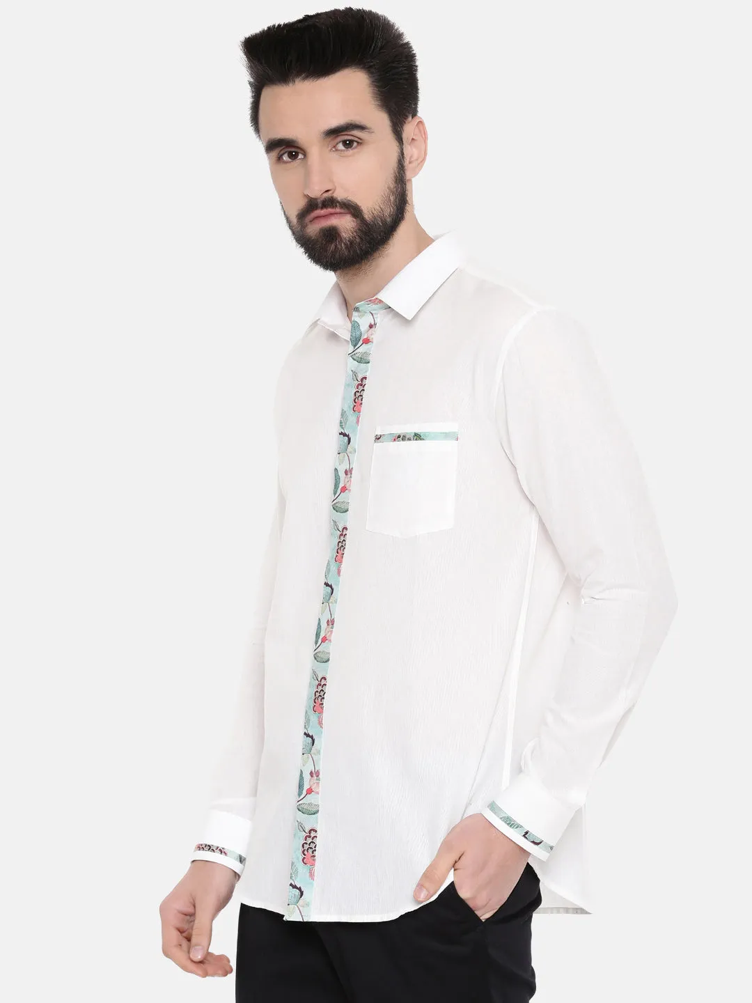 White Designer Cotton Shirt for Men - MM0811