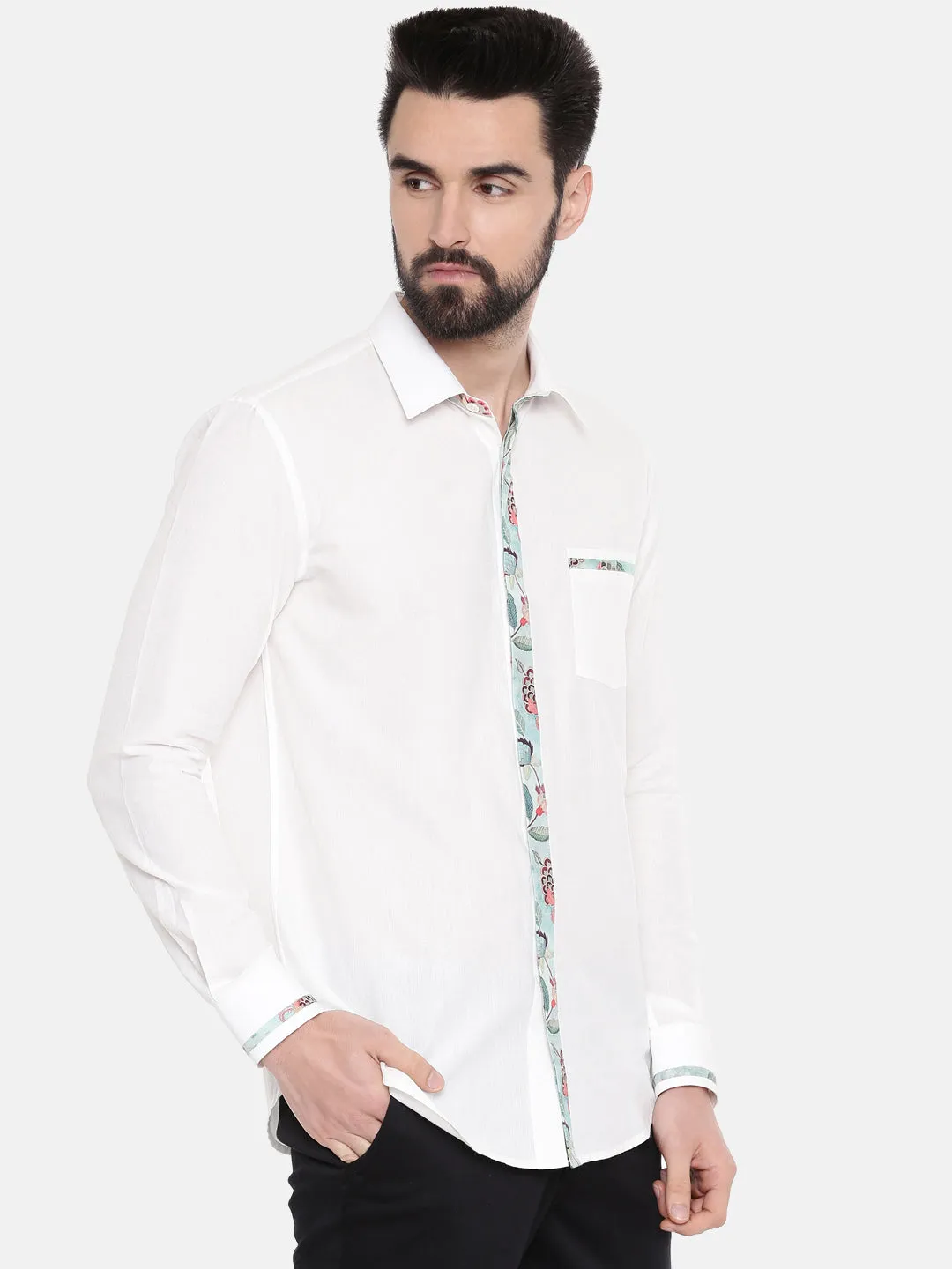 White Designer Cotton Shirt for Men - MM0811