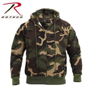 Woodland Camo Zippered Thermal Lined Hooded Sweatshirt Sale!