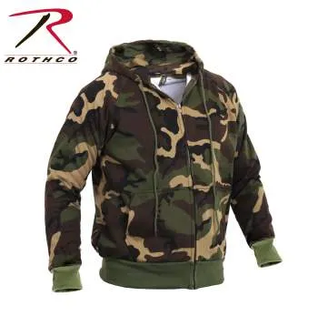 Woodland Camo Zippered Thermal Lined Hooded Sweatshirt Sale!