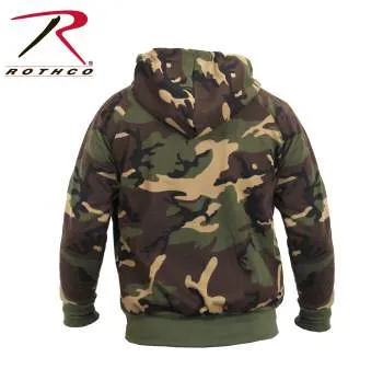 Woodland Camo Zippered Thermal Lined Hooded Sweatshirt Sale!