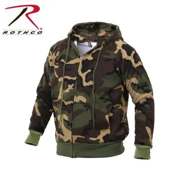 Woodland Camo Zippered Thermal Lined Hooded Sweatshirt Sale!